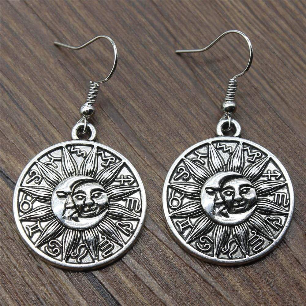 Sun and Moon Round Earrings - wickedafstore
