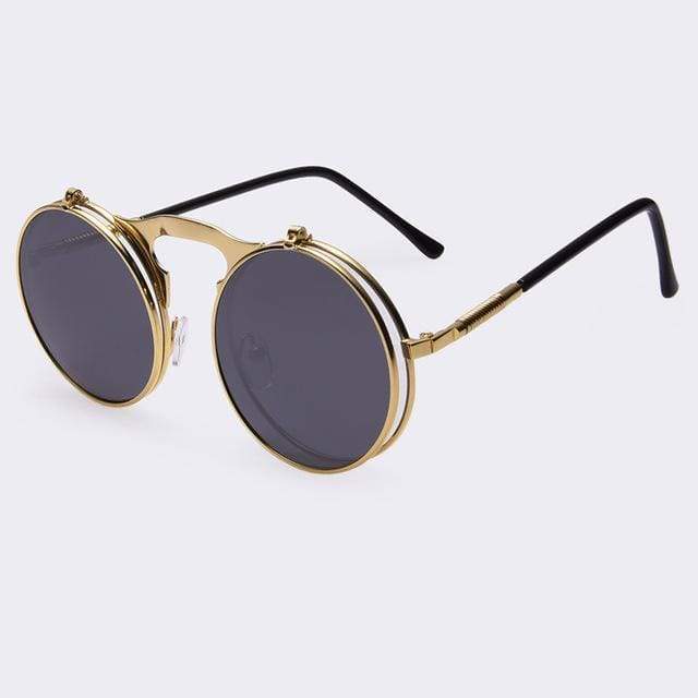 Flip Up Vintage Round Sunglasses - wickedafstore