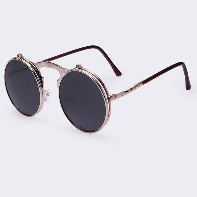 Flip Up Vintage Round Sunglasses - wickedafstore
