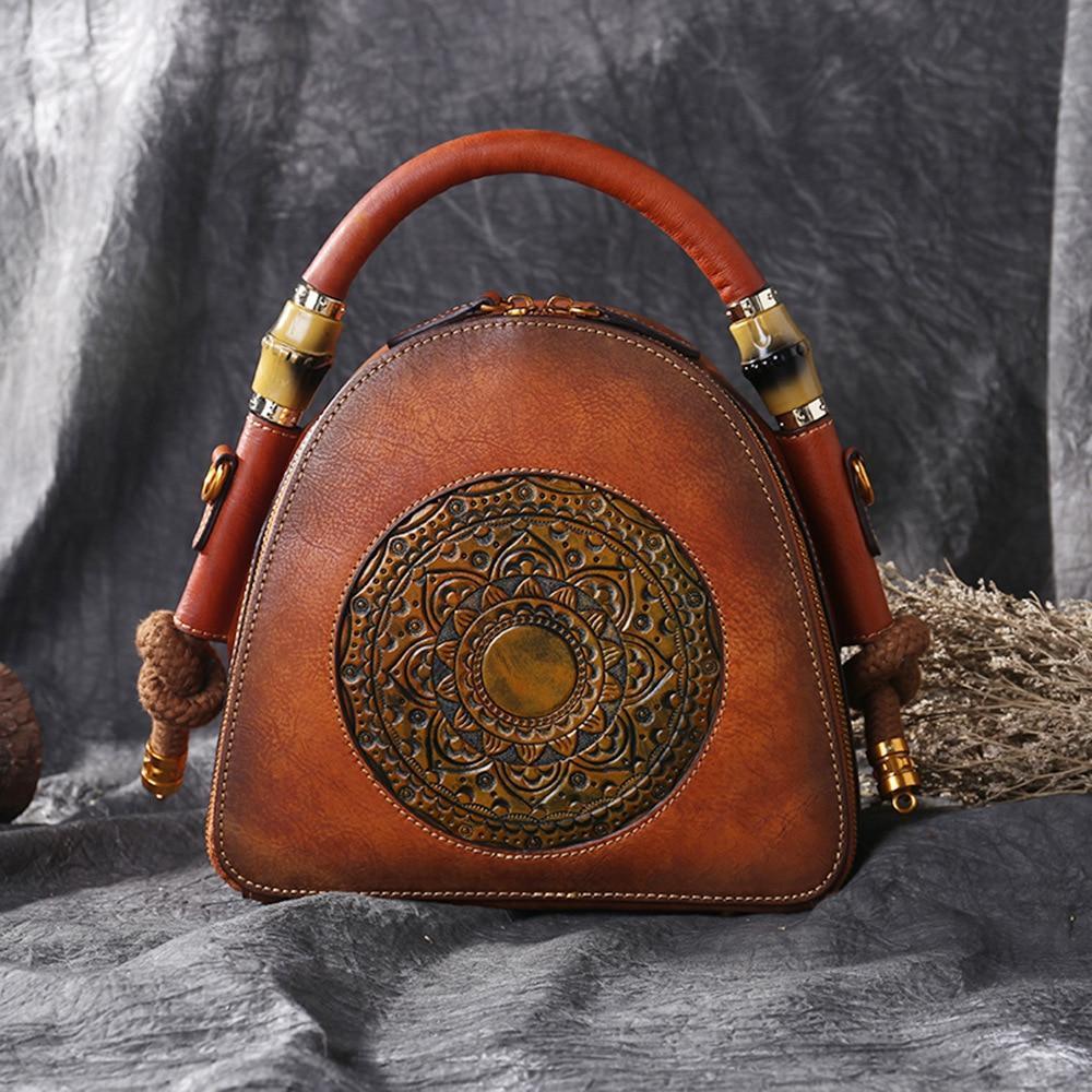 Mandala Embossed Leather U-Handbag - wickedafstore
