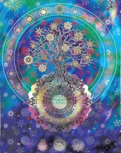 Psychedelic Tree Mandala Tapestry