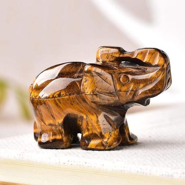 WickedAF Tigers Eye Natural Crystal Elephant Figurine