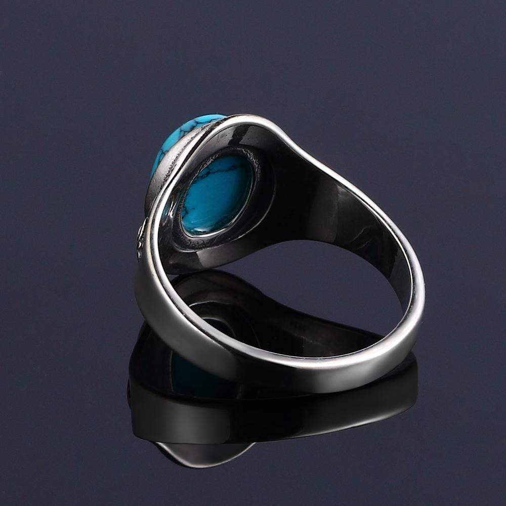 Turquoise Stone Signet Sterling Silver Ring