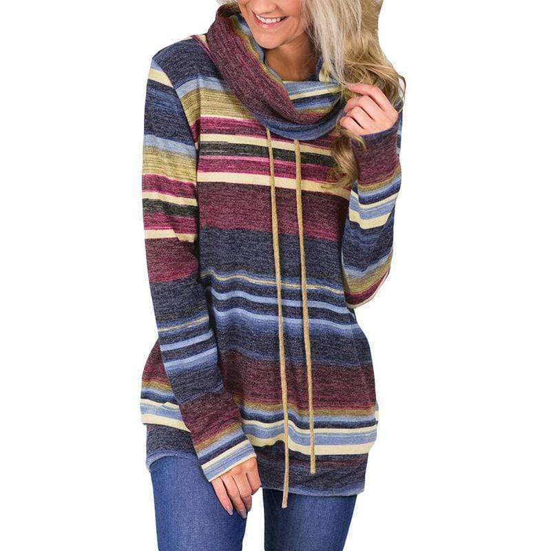 Turtleneck Striped Pullover (2 Colors) - wickedafstore