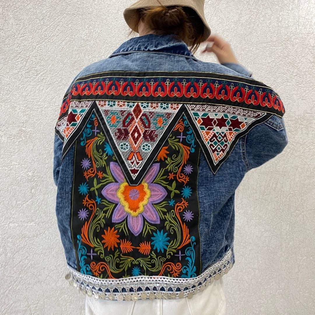 WickedAF Valencia Floral Embroidered Denim Jacket