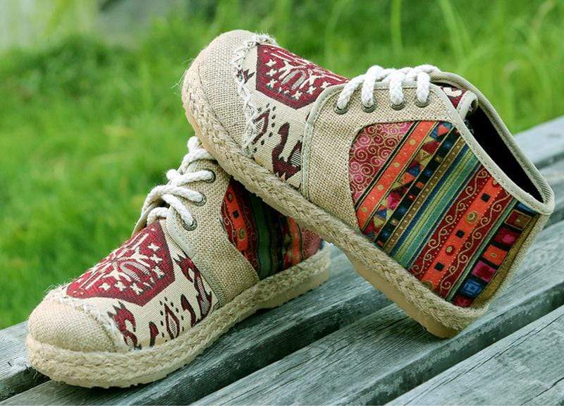 Vintage Hemp Ankle Shoes - wickedafstore