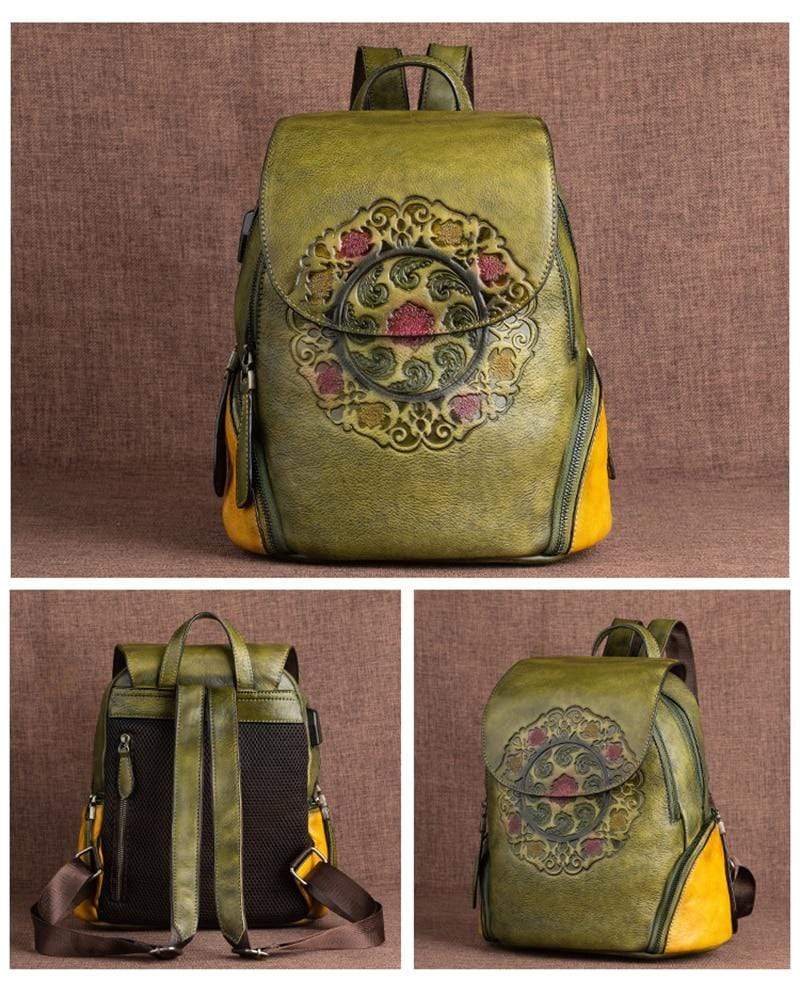 WickedAF Vintage Style Leather Backpack