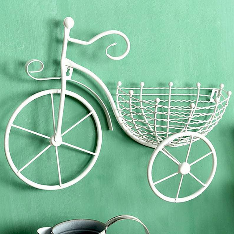 WickedAF White Bicycle Hanging Flower Basket