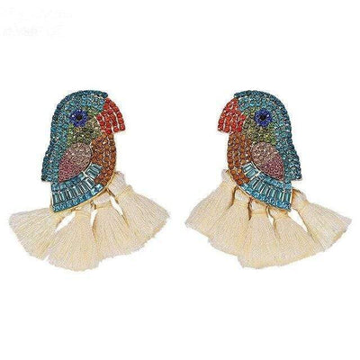 WickedAF white Bird & Tassel Earrings