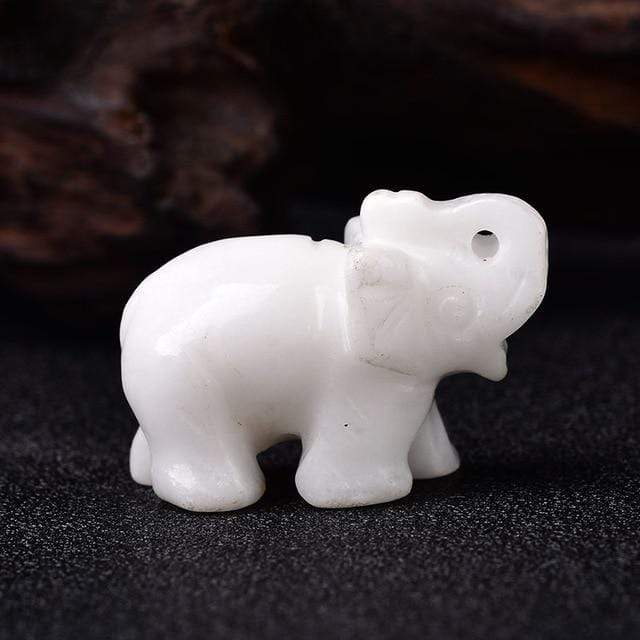 WickedAF White Jade Natural Crystal Elephant Figurine