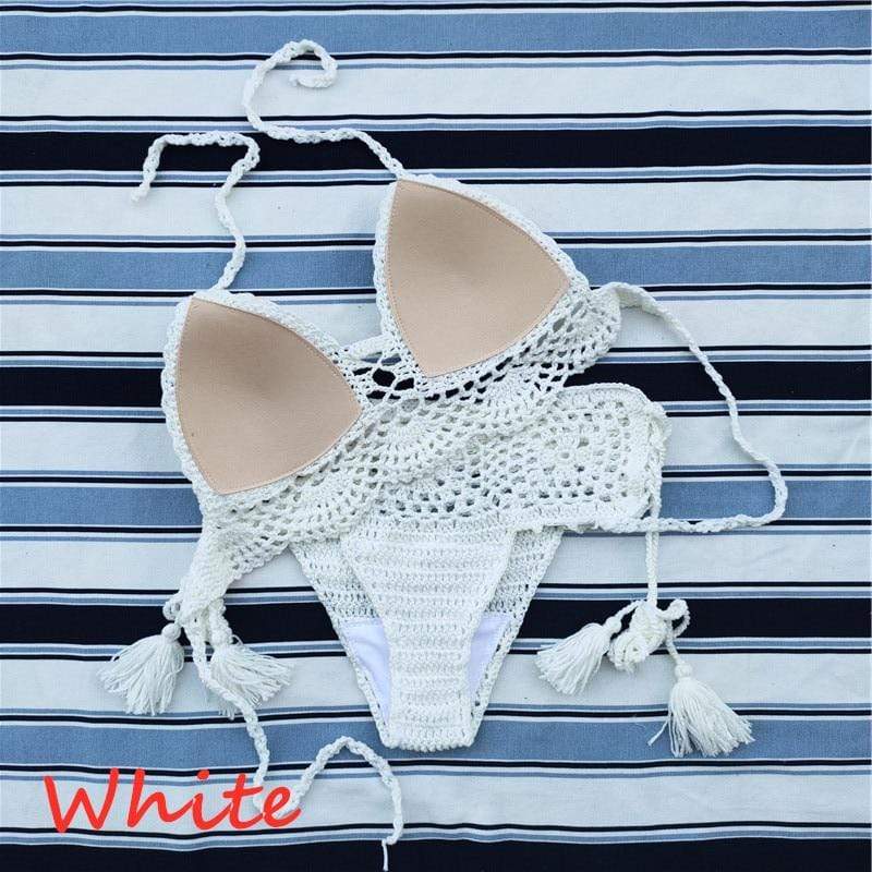 WickedAF White / L Aster Handmade Bikini Set