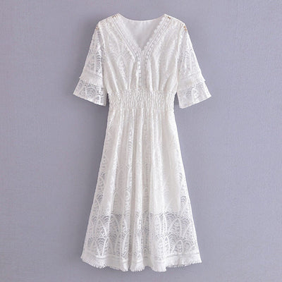 WickedAF White / L Evolet Midi Dress