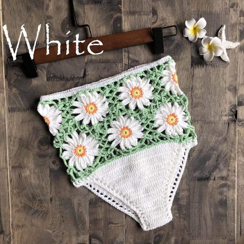 WickedAF White / M White Daisies Bikini Bottom