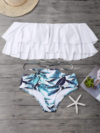 WickedAF White / S Alda Flounce Bikini Set