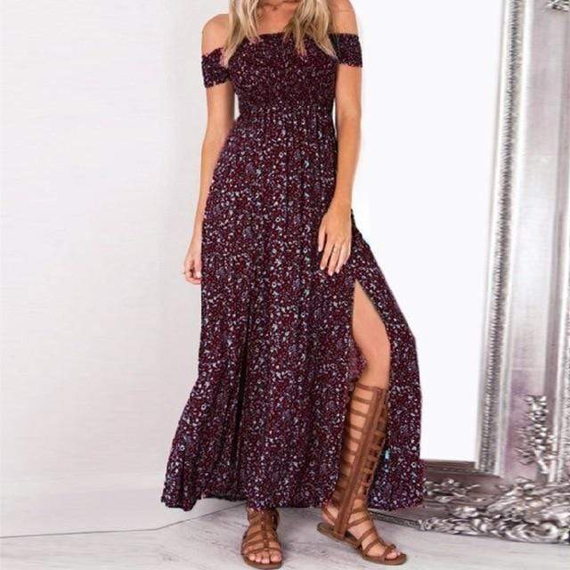 WickedAF Wine red / S Ditsy Floral Maxi Dress