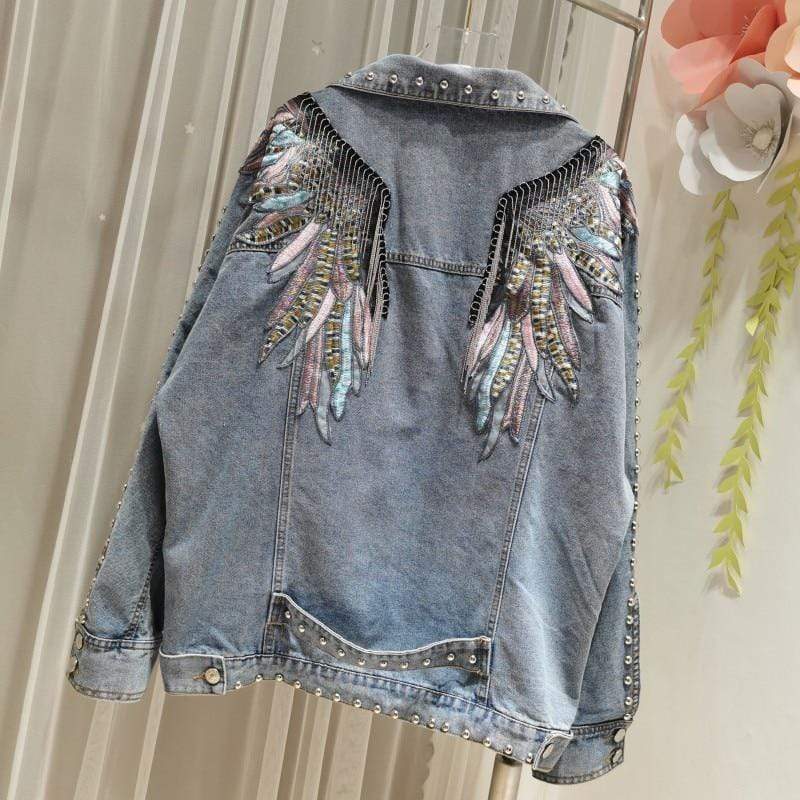 Wings Embroidered Denim Jacket – wickedafstore