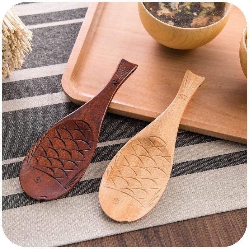 WickedAF Wooden Fish Rice Spoon