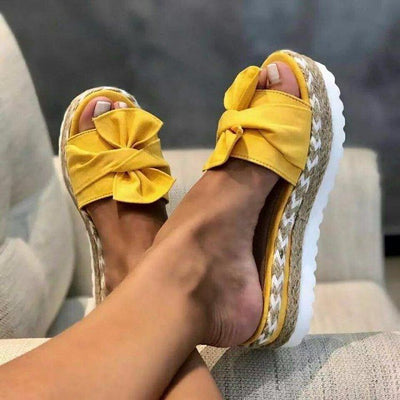 Bowknot Thick Soles Slippers - wickedafstore