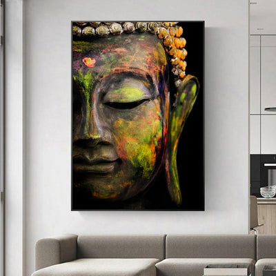 WickedAF Yellow / 30x40cm/11.8"x15.7" Buddha Face Wall Art