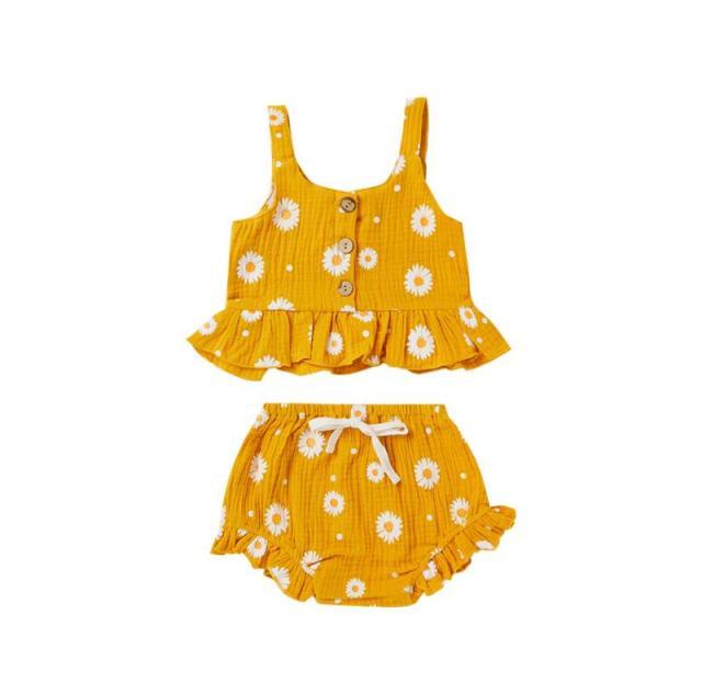 WickedAF Yellow / 6M Tabitha Floral Set For Girls