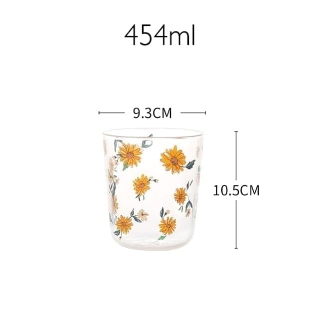 WickedAF Yellow / Cup All-Over Sunflower Glass Three Piece Set