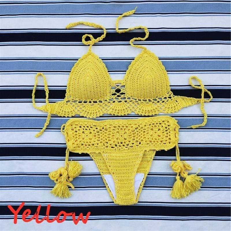 WickedAF Yellow / L Aster Handmade Bikini Set