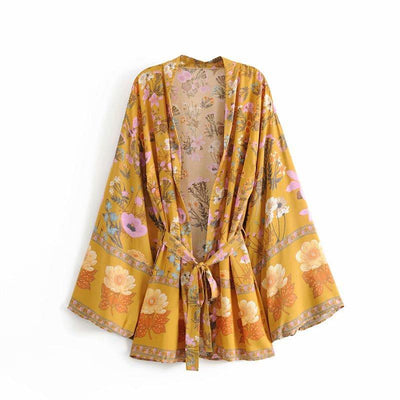 WickedAF Yellow / M Desert Bloom Boho Kimono