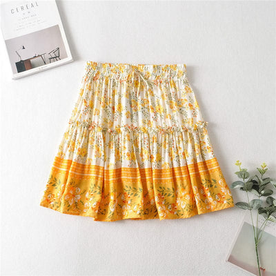 WickedAF Yellow / M Lou Floral Mini Skirt