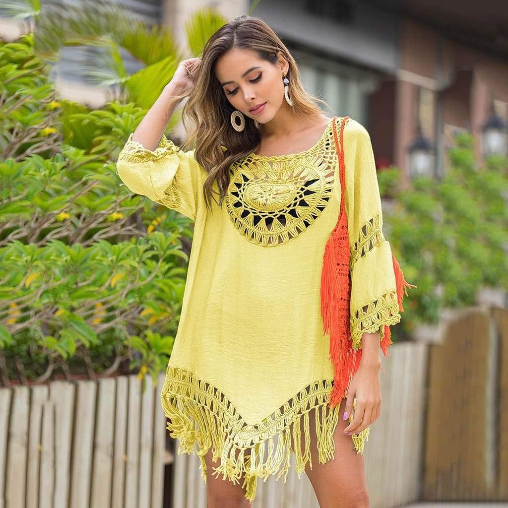 WickedAF Yellow / One Size AMARIS Tassel Cover Up