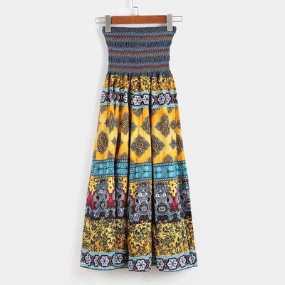 Boho Floral A-line Midi Skirt