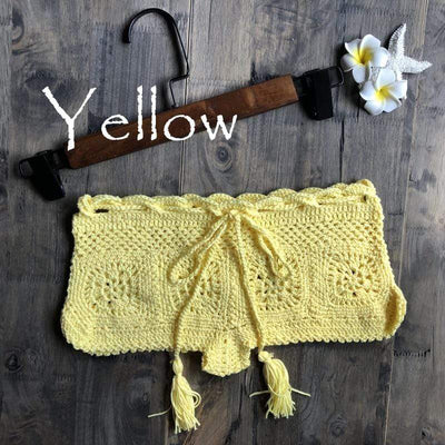 WickedAF Yellow / ONE SIZE Boho Knitted Mini Shorts