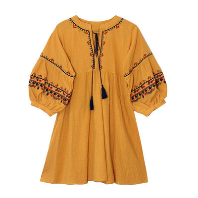 WickedAF Yellow / One Size Sonnet Tassels Midi Dress