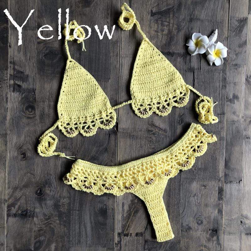 WickedAF Yellow / S Viviana Crochet Bikini Set