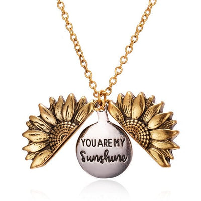 wickedafstore 0 1 You are my sunshine Vintage Creative Sunflower pendant Double-layer Open Necklace Sweater Necklaces for Women Jewelry Gift