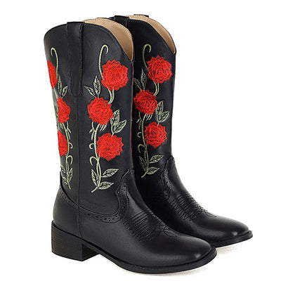 wickedafstore 0 Black Style 5 / 5 Roses Embroidered Boots