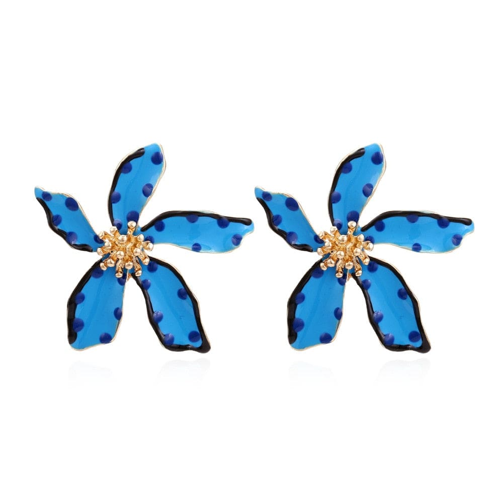 wickedafstore 0 Blue Flower Stud Earrings