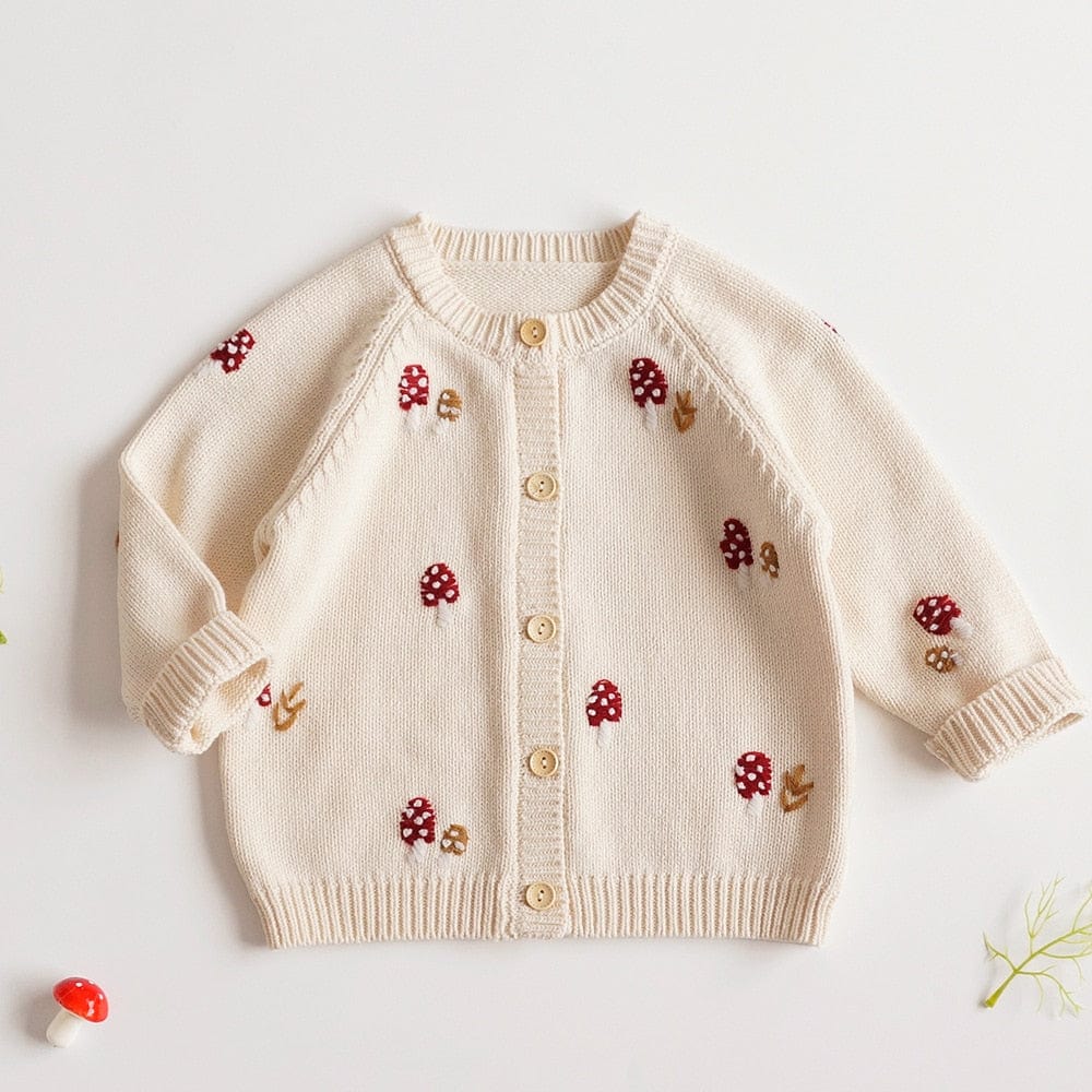 wickedafstore 0 Boho Baby Mushroom Embroidered Cardigan