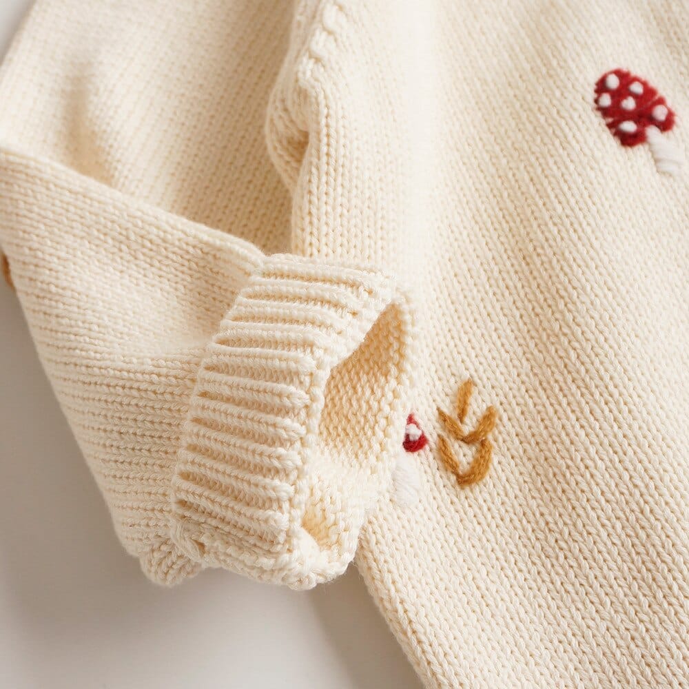 wickedafstore 0 Boho Baby Mushroom Embroidered Cardigan