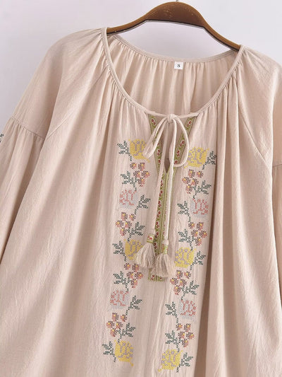 wickedafstore 0 Boho Blossom Embroidered Blouse