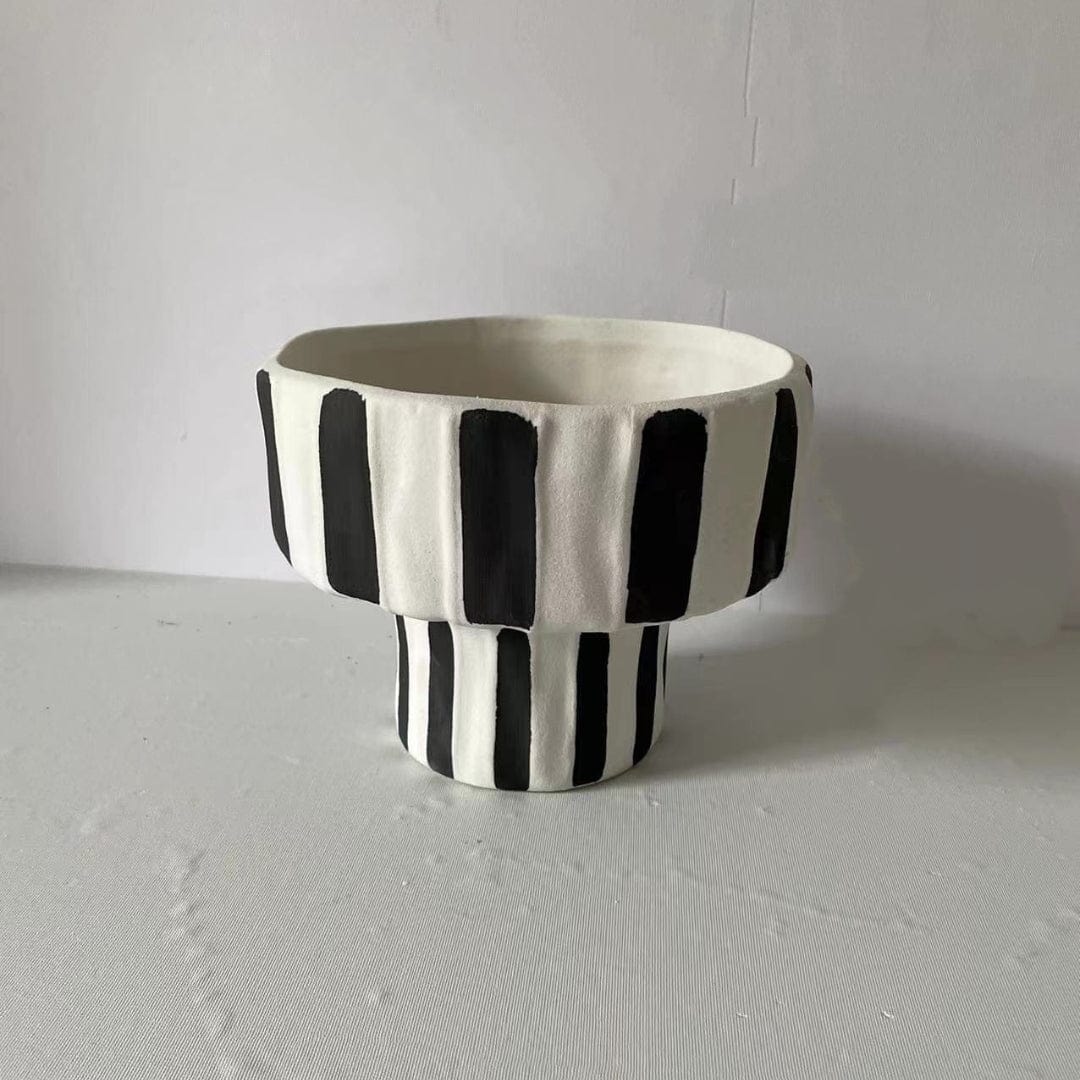 Ceramic Black and White Striped Vase