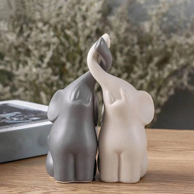 wickedafstore 0 Ceramic Cute Couple Elephant Statues
