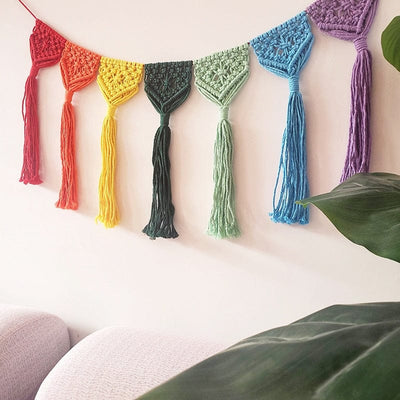 wickedafstore 0 Chic Bohemian Rainbow Garlands Kids Room Wall Hanging With Tassel Decor Nursery Woven Knitted Decor Props For Home Tent Ornament