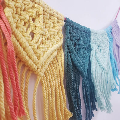 wickedafstore 0 Chic Bohemian Rainbow Garlands Kids Room Wall Hanging With Tassel Decor Nursery Woven Knitted Decor Props For Home Tent Ornament