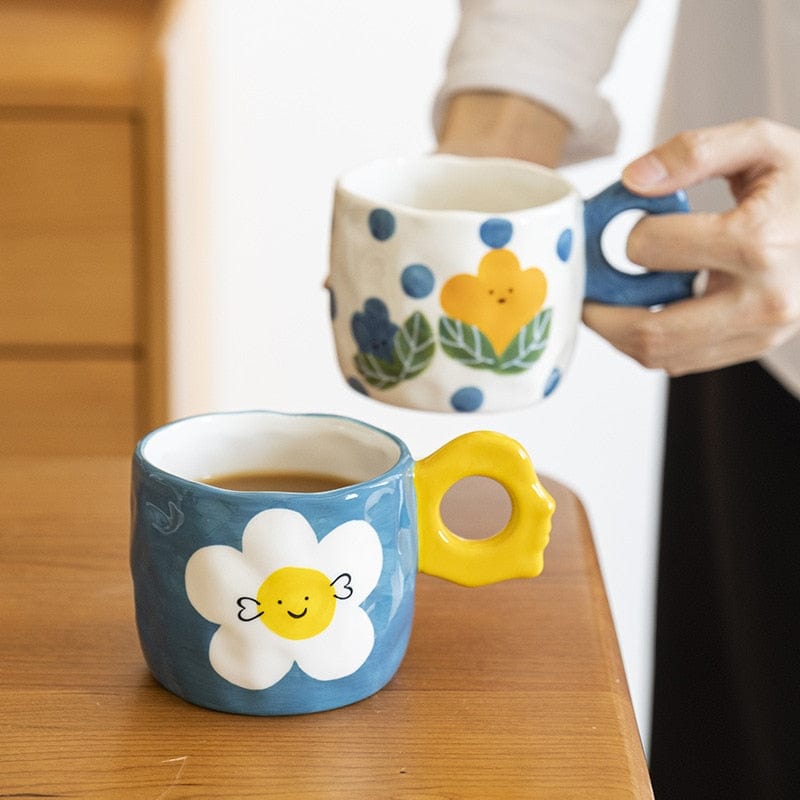 wickedafstore 0 Cute Hand Painted Flower Porcelain Ceramic Mug Cup Breakfast Milk Tea Coffee Mugs Drinkware Unique Gift For Friends Girls Mother