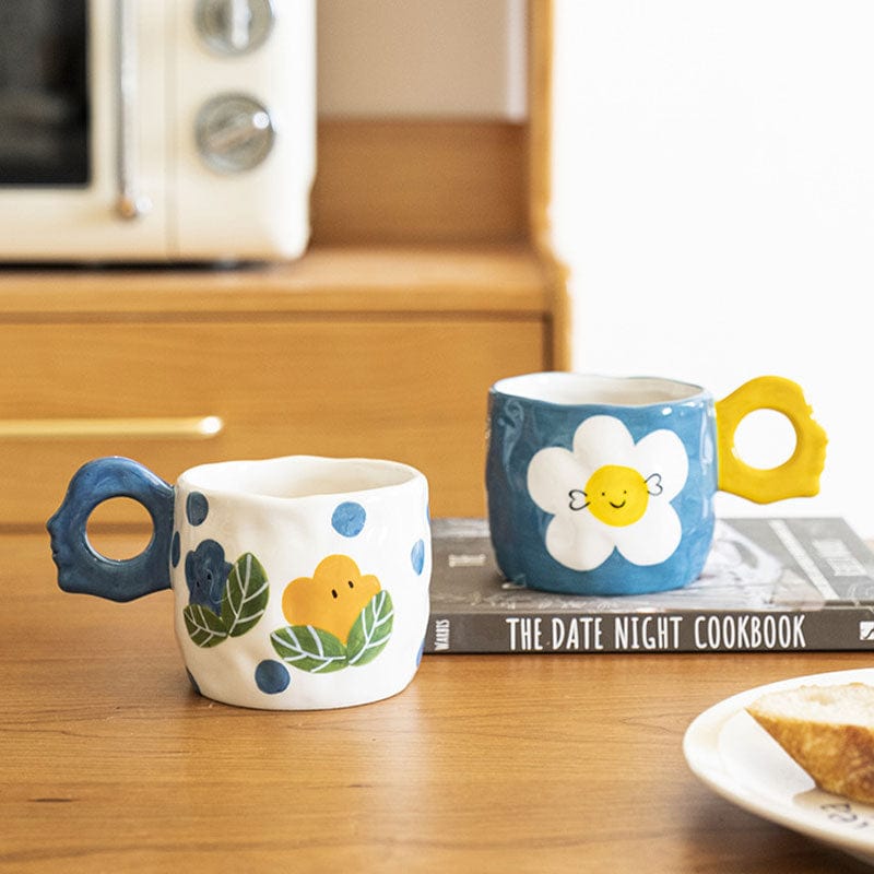wickedafstore 0 Cute Hand Painted Flower Porcelain Ceramic Mug Cup Breakfast Milk Tea Coffee Mugs Drinkware Unique Gift For Friends Girls Mother