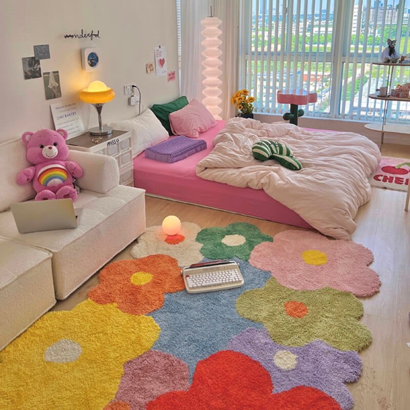 Flower Printed Plush Floor Rugs Large Small Round Carpet Home Bedroom  Living Room Decor Floor Mats Soft Thick Non-slip Carpets - AliExpress