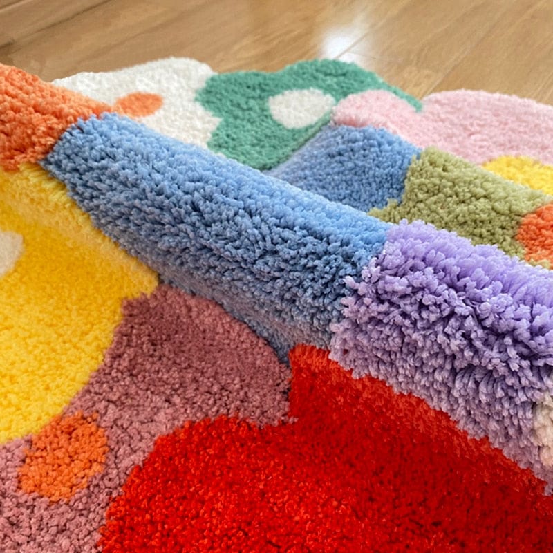 村上隆 Flower Floor Mat Rainbow Ecru beige 村上隆 Flower