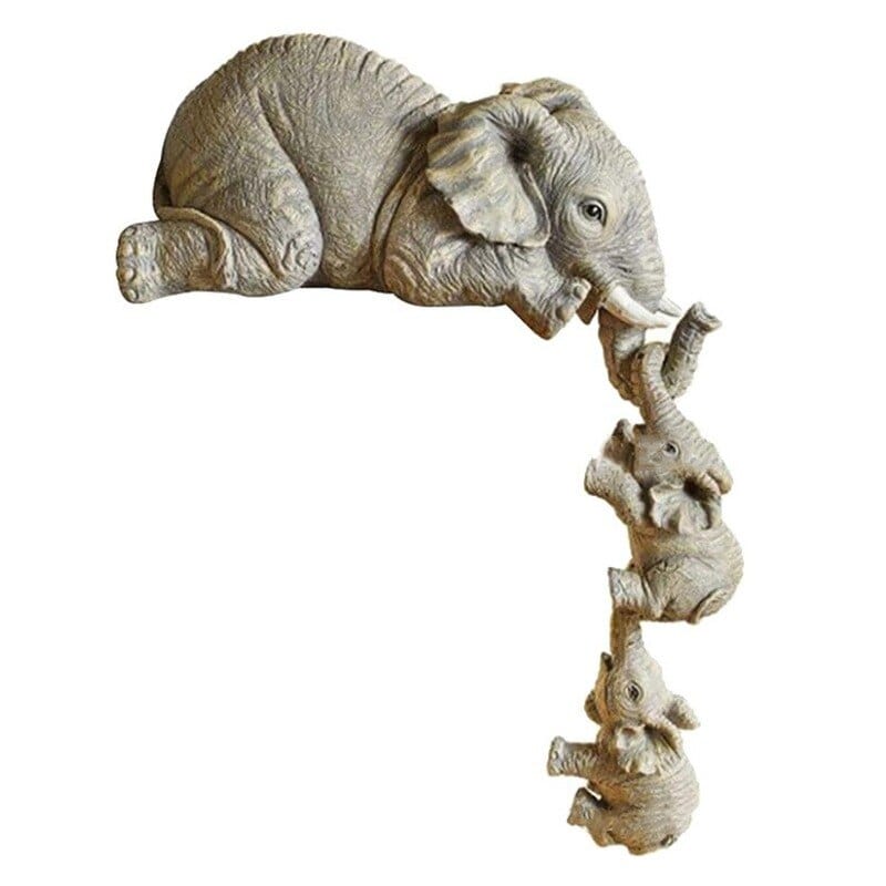 wickedafstore 0 Elephant Holding Baby Elephant Resin Crafts Cute Elephant Figurines Home Furnishing Gift Home Decoration Home Decor