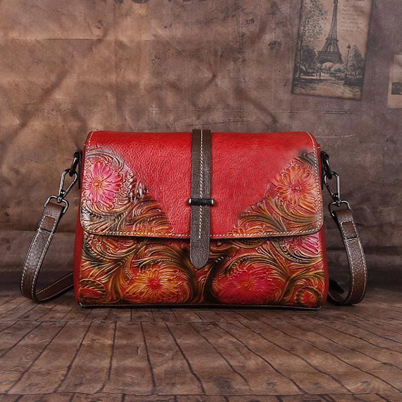 wickedafstore 0 Embossed Flowers Messenger Bag