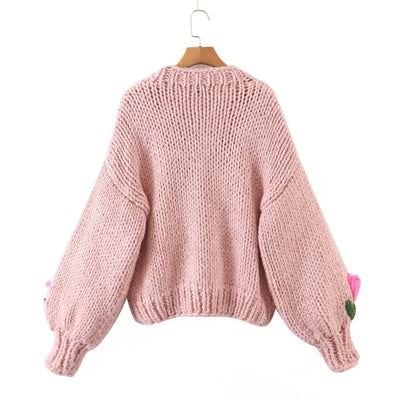 wickedafstore 0 Embroidered Tulips Knit Cardigan